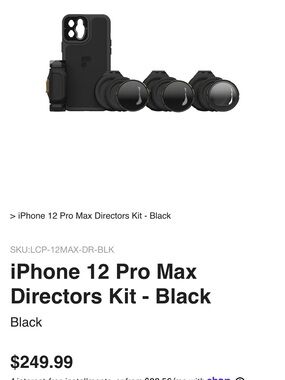 Directors Mobile Lens Kit for iPhone 12 Pro Max - Black with NWT Underwater case